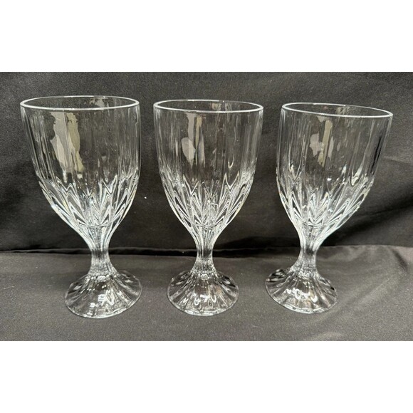 Set of 3 MIKASA park lane crystal clear glass water iced tea wine goblets 7.25” - Picture 1 of 10